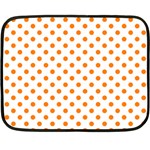 Polka Dots - Orange on White Double Sided Fleece Blanket (Mini)