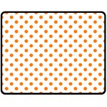 Polka Dots - Orange on White Double Sided Fleece Blanket (Medium) (Two Sides)