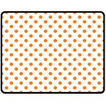 Polka Dots - Orange on White Double Sided Fleece Blanket (Medium) (Two Sides)