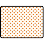 Polka Dots - Orange on White Double Sided Fleece Blanket (Large) (Two Sides)