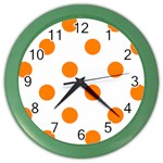 Polka Dots - Orange on White Color Wall Clock