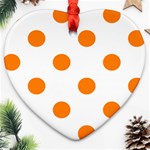 Polka Dots - Orange on White Ornament (Heart)