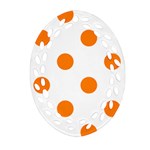 Polka Dots - Orange on White Oval Filigree Ornament (Two Sides)