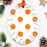 Polka Dots - Orange on White Oval Filigree Ornament (Two Sides)