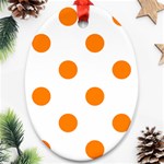 Polka Dots - Orange on White Oval Ornament (Two Sides)