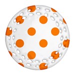 Polka Dots - Orange on White Round Filigree Ornament (Two Sides)