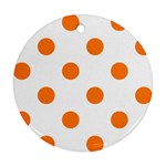 Polka Dots - Orange on White Round Ornament (Two Sides)