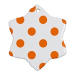 Polka Dots - Orange on White Snowflake Ornament (Two Sides)