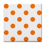 Polka Dots - Orange on White Tile Coaster