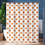 Polka Dots - Orange on White Shower Curtain 60  x 72  (Medium)