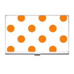 Polka Dots - Orange on White Business Card Holder