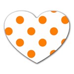 Polka Dots - Orange on White Heart Mousepad