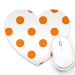 Polka Dots - Orange on White Heart Mousepad