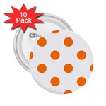 Polka Dots - Orange on White 2.25  Button (10 pack)