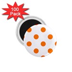 Polka Dots - Orange on White 1.75  Magnet (100 pack)