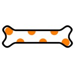 Polka Dots - Orange on White Magnet (Dog Bone)