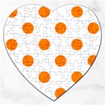 Polka Dots - Orange on White Jigsaw Puzzle (Heart)