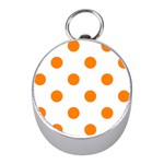 Polka Dots - Orange on White Silver Compass (Mini)