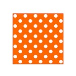 Polka Dots - White on Safety Orange Satin Bandana Scarf