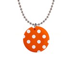 Polka Dots - White on Safety Orange 1  Button Necklace