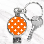 Polka Dots - White on Safety Orange Nail Clippers Key Chain