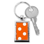 Polka Dots - White on Safety Orange Key Chain (Rectangle)