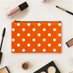 Polka Dots - White on Safety Orange Cosmetic Bag (M)