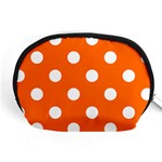 Polka Dots - White on Safety Orange Accessory Pouch (Medium)
