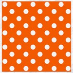 Polka Dots - White on Safety Orange Canvas 16  x 16 