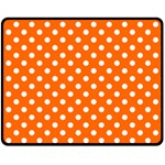 Polka Dots - White on Safety Orange Fleece Blanket (Medium) (One Side)