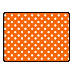 Polka Dots - White on Safety Orange Fleece Blanket (Small) (One Side)