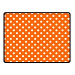 Polka Dots - White on Safety Orange Double Sided Fleece Blanket (Small) (Two Sides)