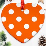 Polka Dots - White on Safety Orange Heart Ornament (Two Sides)