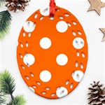 Polka Dots - White on Safety Orange Ornament (Bell) Ornament (Oval Filigree)