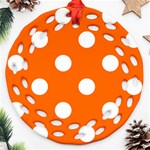 Polka Dots - White on Safety Orange Ornament (Round Filigree)