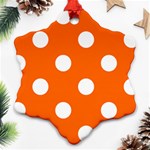 Polka Dots - White on Safety Orange Snowflake Ornament (Two Sides)