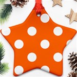 Polka Dots - White on Safety Orange Star Ornament (Two Sides)