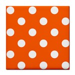 Polka Dots - White on Safety Orange Tile Coaster