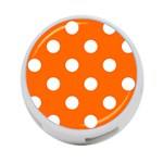 Polka Dots - White on Safety Orange 4-Port USB Hub (Two Sides)