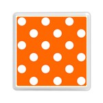 Polka Dots - White on Safety Orange Memory Card Reader with Storage (Square)
