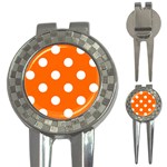Polka Dots - White on Safety Orange 3-in-1 Golf Divot