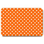 Polka Dots - White on Safety Orange Large Doormat