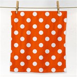 Polka Dots - White on Safety Orange Face Towel