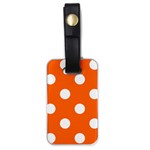 Polka Dots - White on Safety Orange Luggage Tag (One Side)