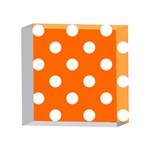 Polka Dots - White on Safety Orange 4 x 4  Acrylic Photo Block