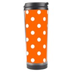 Polka Dots - White on Safety Orange Travel Tumbler