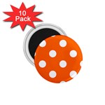 Polka Dots - White on Safety Orange 1.75  Magnet (10 pack)