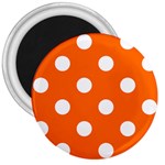 Polka Dots - White on Safety Orange 3  Magnet