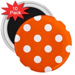 Polka Dots - White on Safety Orange 3  Magnet (10 pack)