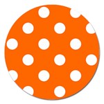 Polka Dots - White on Safety Orange Magnet 5  (Round)